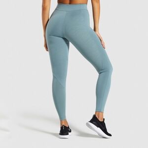 Gymshark Lustre Leggings Stormy Turquoise Blue Green Topo Map Print Size Medium